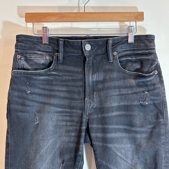 AMERICAN EAGLE Sz 31 x 30 Airflex Slim Distressed Jeans Black New with Tags - Picture 6 of 16